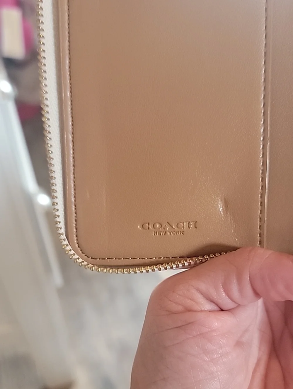 Coach Cream Zip-Around Wallet with Pink And Purple Floral Motif